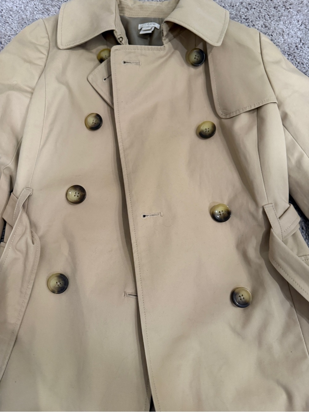 J. Crew Women’s 00P Beige Double-Breasted Trench Coat - Picture 4 of 5